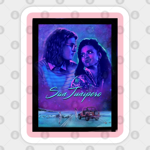 San Junipero, Yorkie and Kelly Sticker by Elizachadwickart 